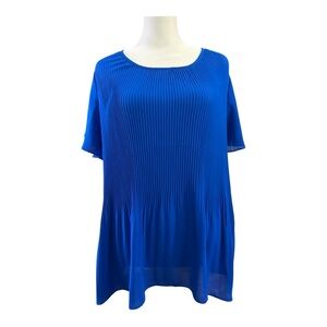 Pleione Royal Blue Pleated Blouse Medium